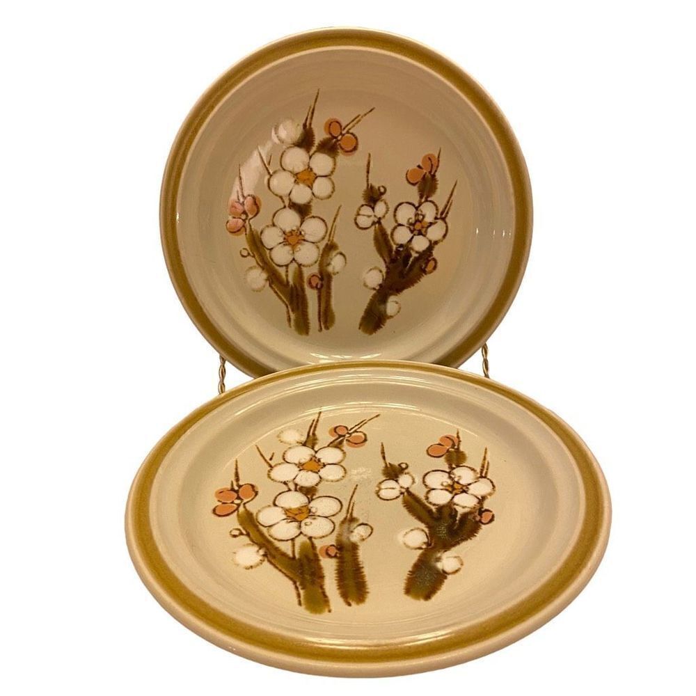 1970's Stoneware Round Platter, Pink White Cherry Blossoms, 8603 Classique, Japa